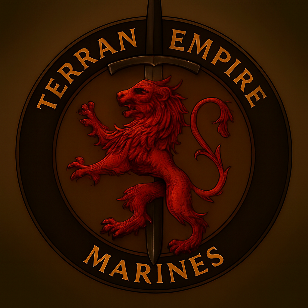 Terran Empire Marines crest with a red lion and sword